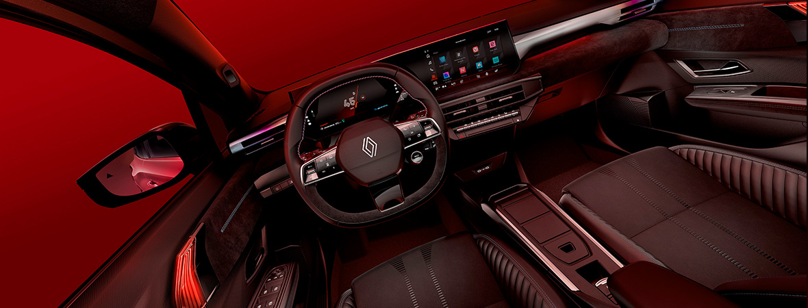 Lähikuva Renault Clion ohjaamosta.