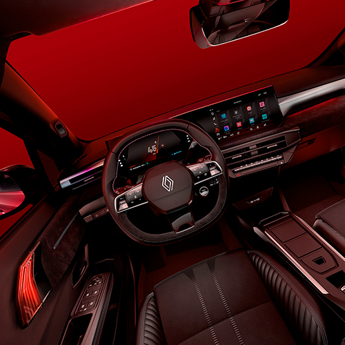 Lähikuva Renault Clion ohjaamosta.