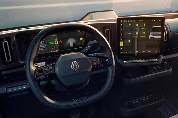 Renault Trafic E-Tech electric ohjaamo.